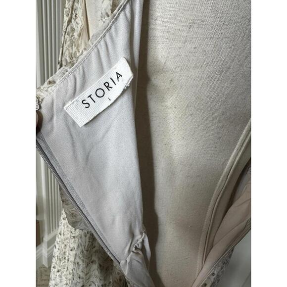 Storia Floral Fairy V Neck Tiered Ruffle Maxi Dress Size L Romantic Cottagecore - Picture 8 of 9